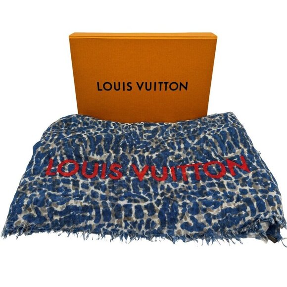 Authentic LOUIS VUITTON Etoile Lizard Stole M74962 Navy #36635512 - Picture 1 of 12